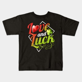 Heart And Shamrock Love And Luck On St Patricks Day Kids T-Shirt